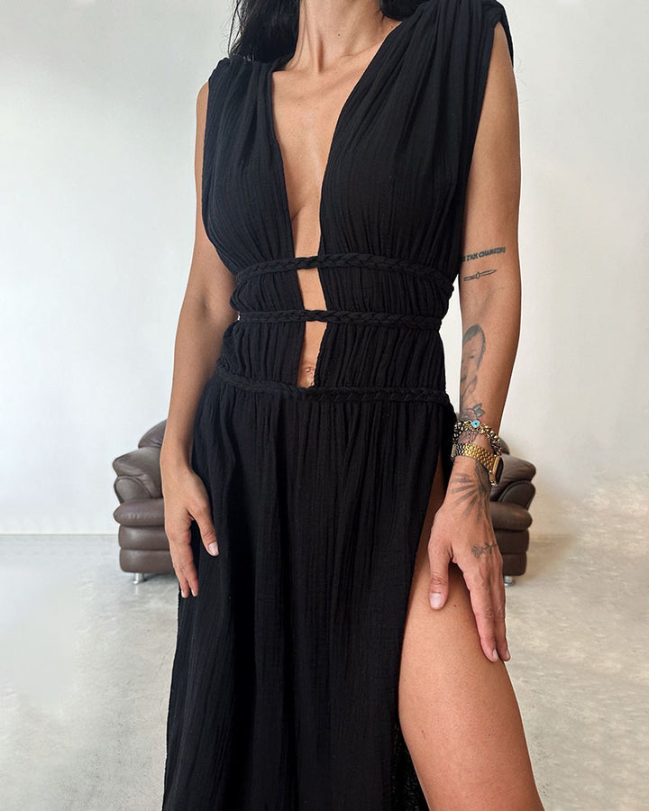 Taryn - Textured Slit Dress