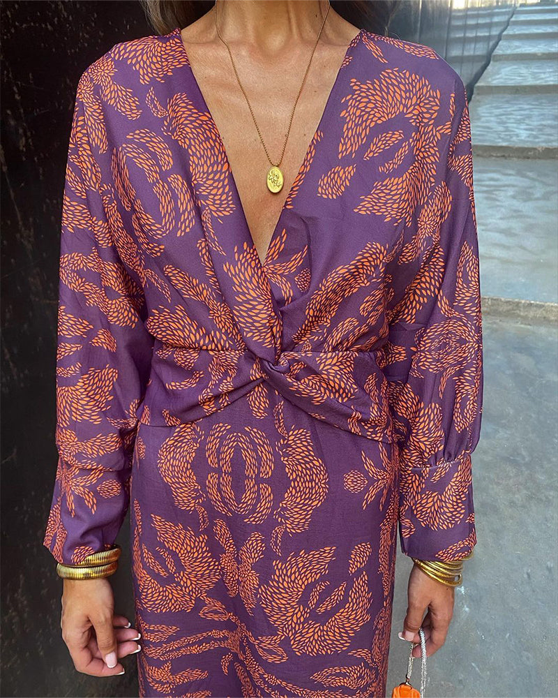 AZURA - Bold Botanical Wrap Dress