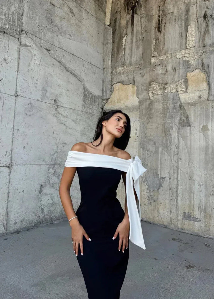 Novera - White Draped Detail Dress