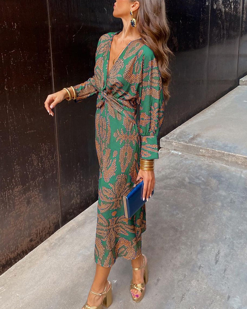 AZURA - Bold Botanical Wrap Dress