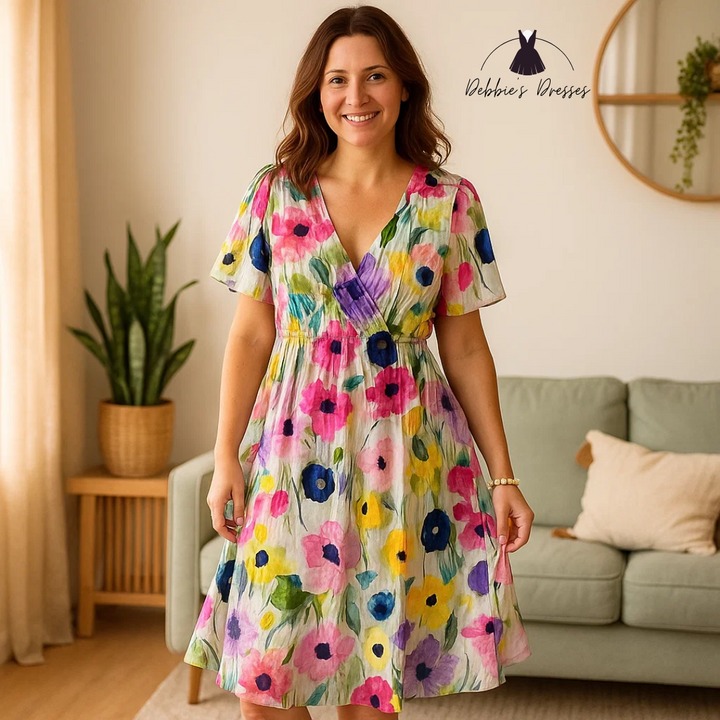 Liza - Vibrant Abstract Midi Dress