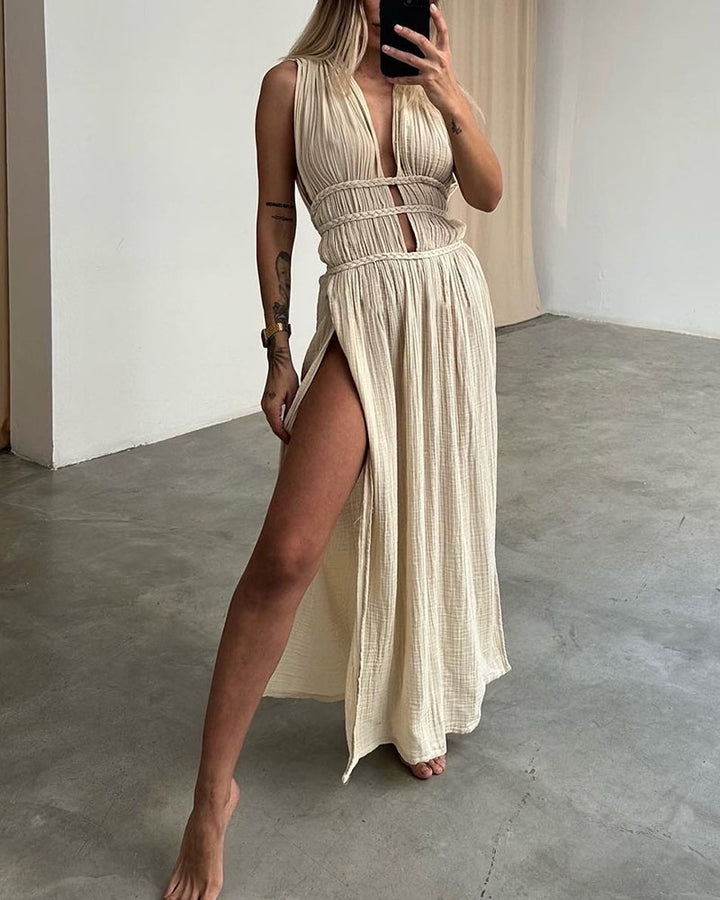 Taryn - Textured Slit Dress