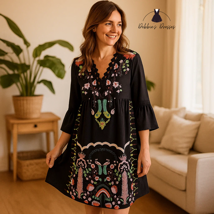 Kissia - Artistic Boho Print Dress