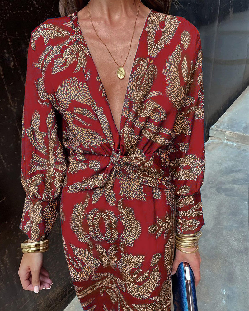AZURA - Bold Botanical Wrap Dress