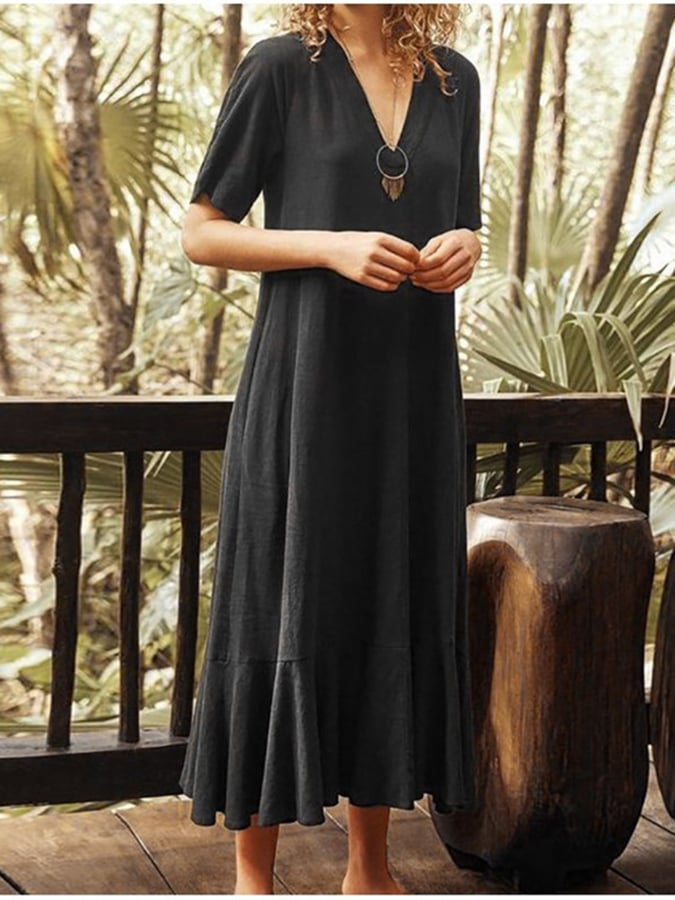 Leina - Elegant V-Neck Dress