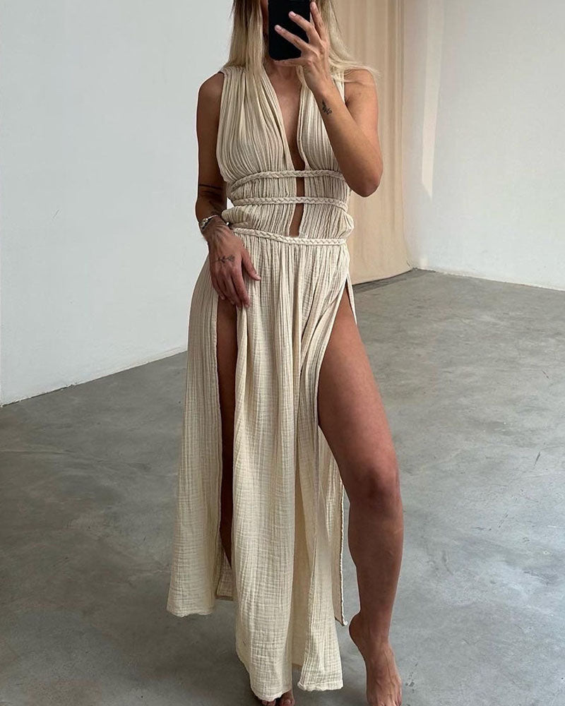 Taryn - Textured Slit Dress