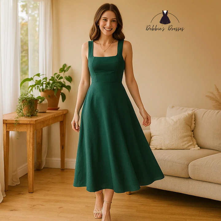 Celianne - Elegant Square Neck Dress