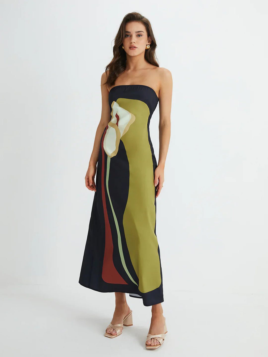 Lilia - Abstract Strapless Maxi Dress