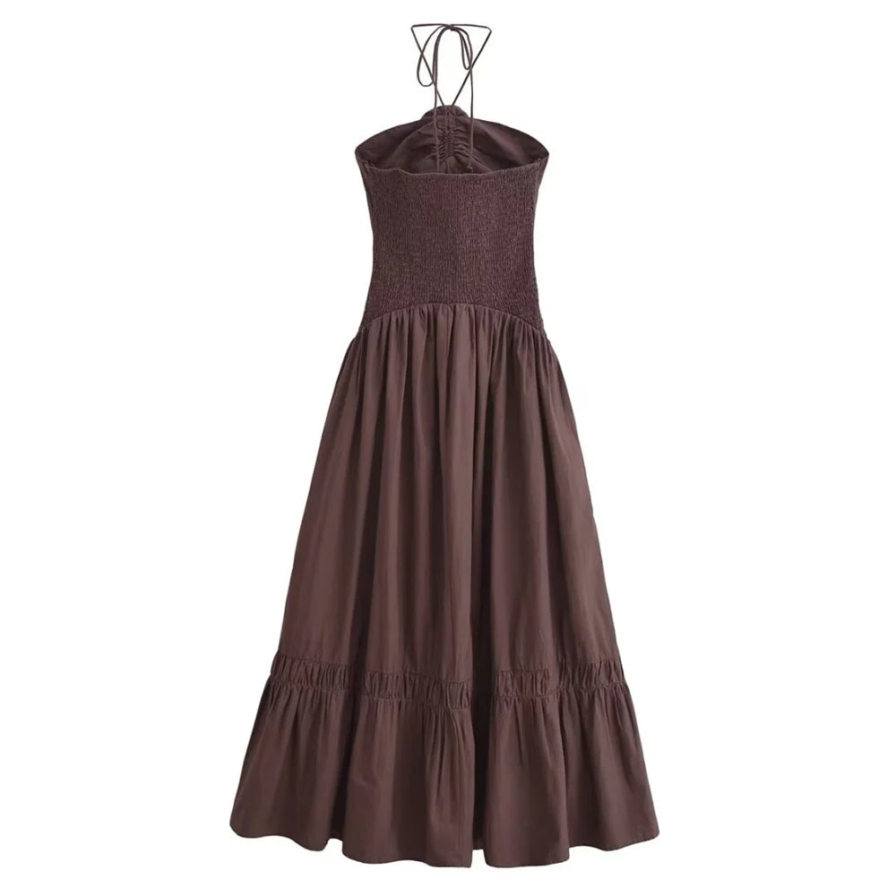 Jackie - Rose Detail Halter Dress