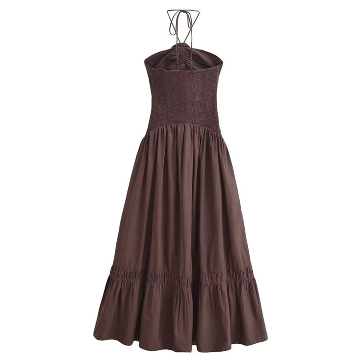 Jackie - Rose Detail Halter Dress