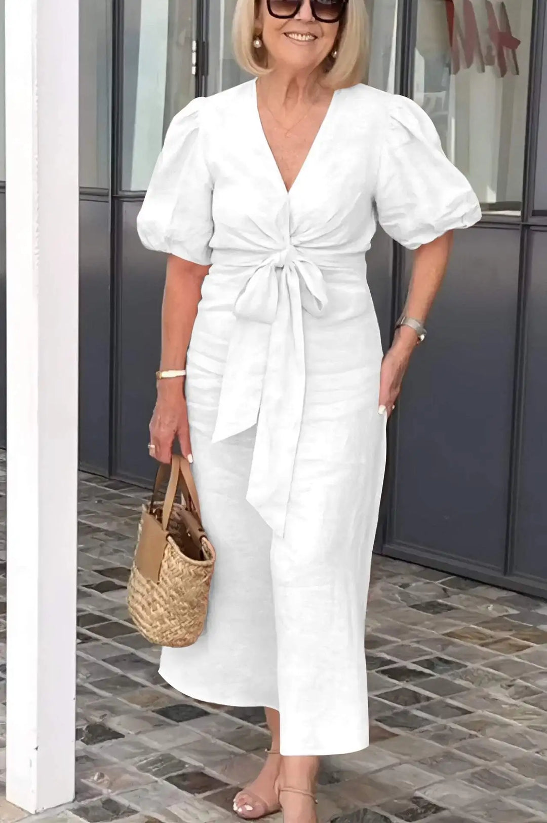 Kourtney - Elegant V-Neck Dress