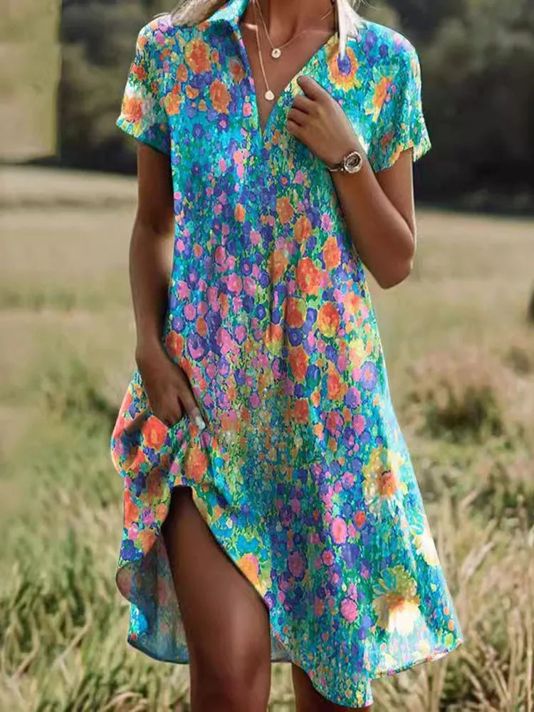 Aillen - Printed Bohemian Dress