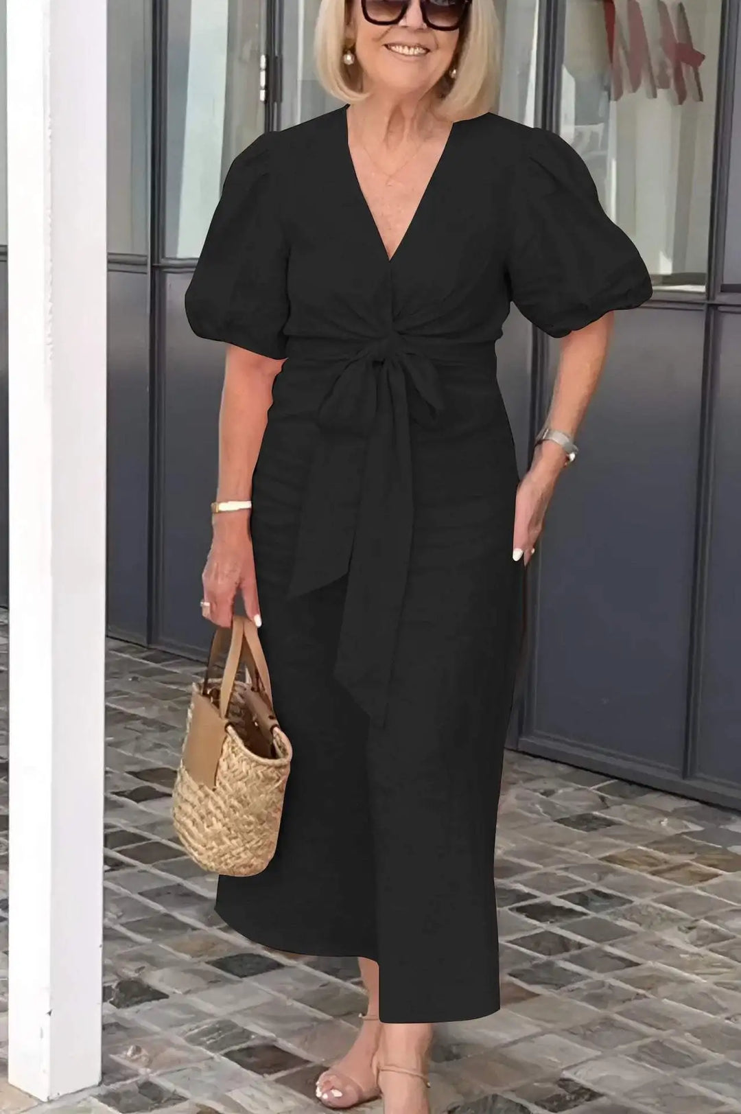 Kourtney - Elegant V-Neck Dress