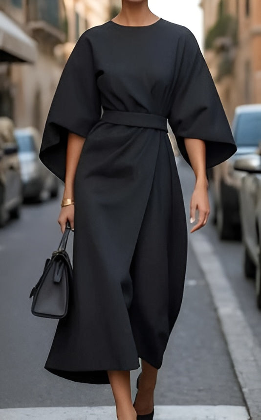 Shaica - Minimalist Belted Luxe Dress