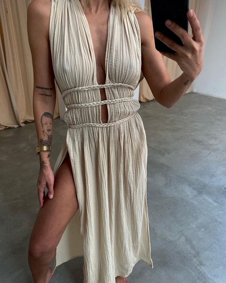 Taryn - Textured Slit Dress