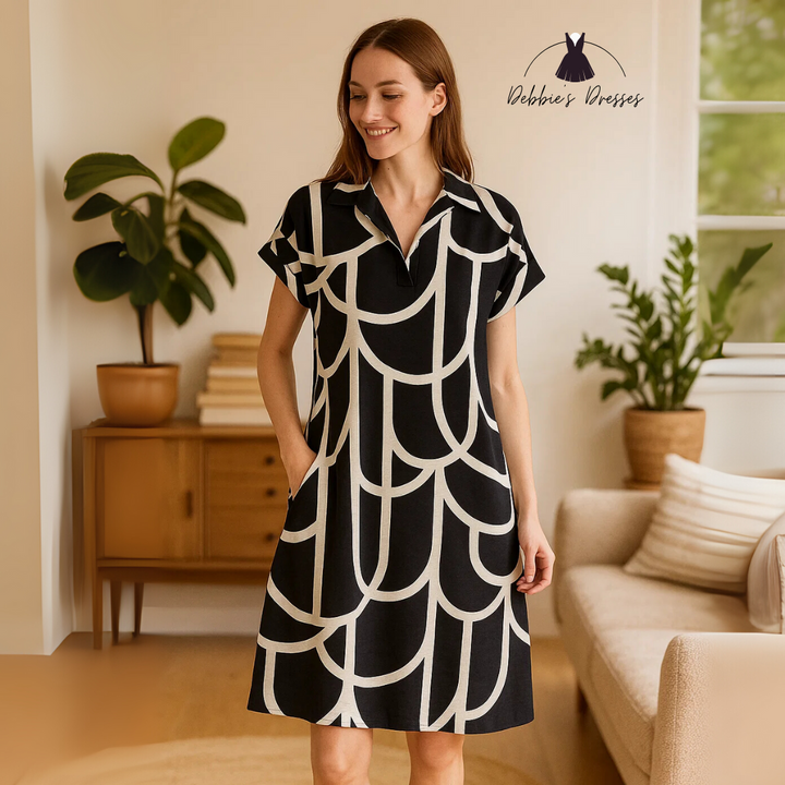 Briar - Geometric Print Polo Dress