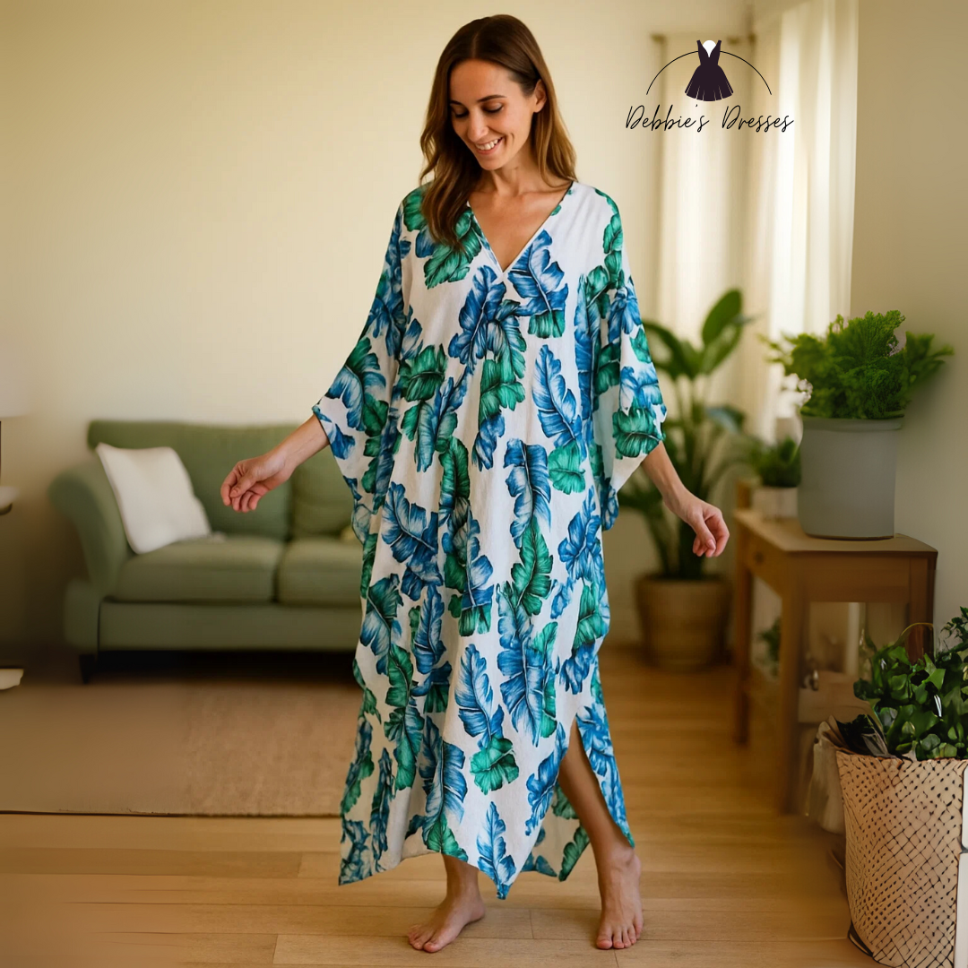 Alina - Tropical Palm Leaf Dress