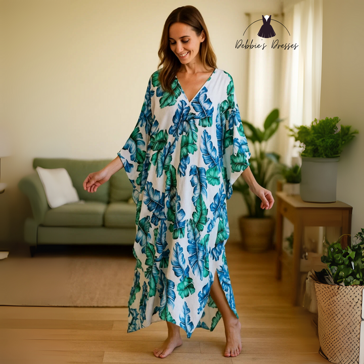 Alina - Tropical Palm Leaf Dress