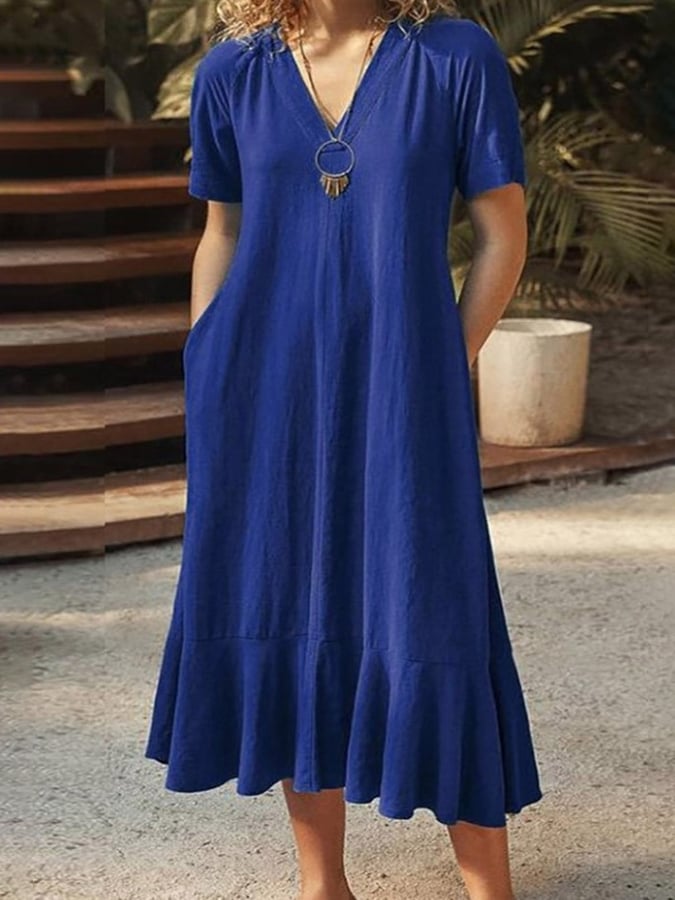 Leina - Elegant V-Neck Dress