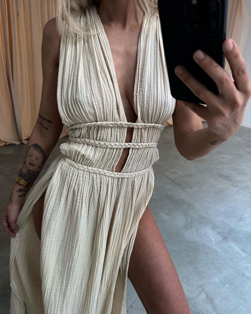 Taryn - Textured Slit Dress
