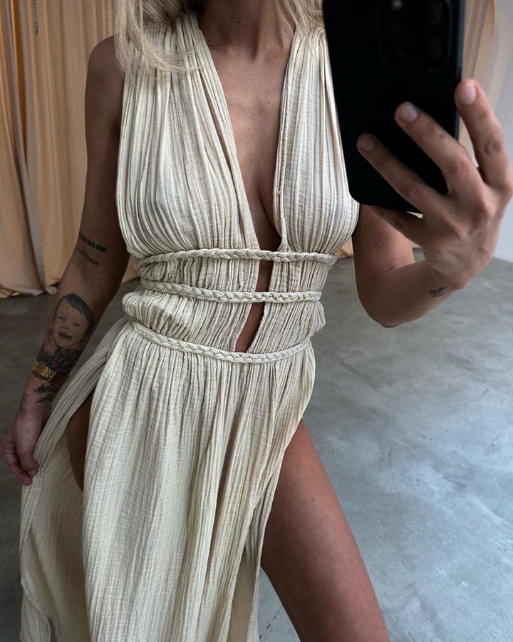 Taryn - Textured Slit Dress