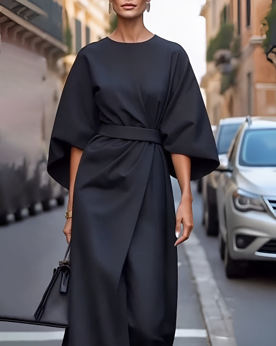 Shaica - Minimalist Belted Luxe Dress