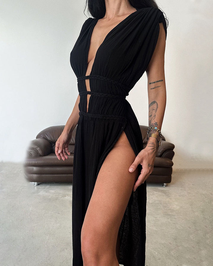 Taryn - Textured Slit Dress