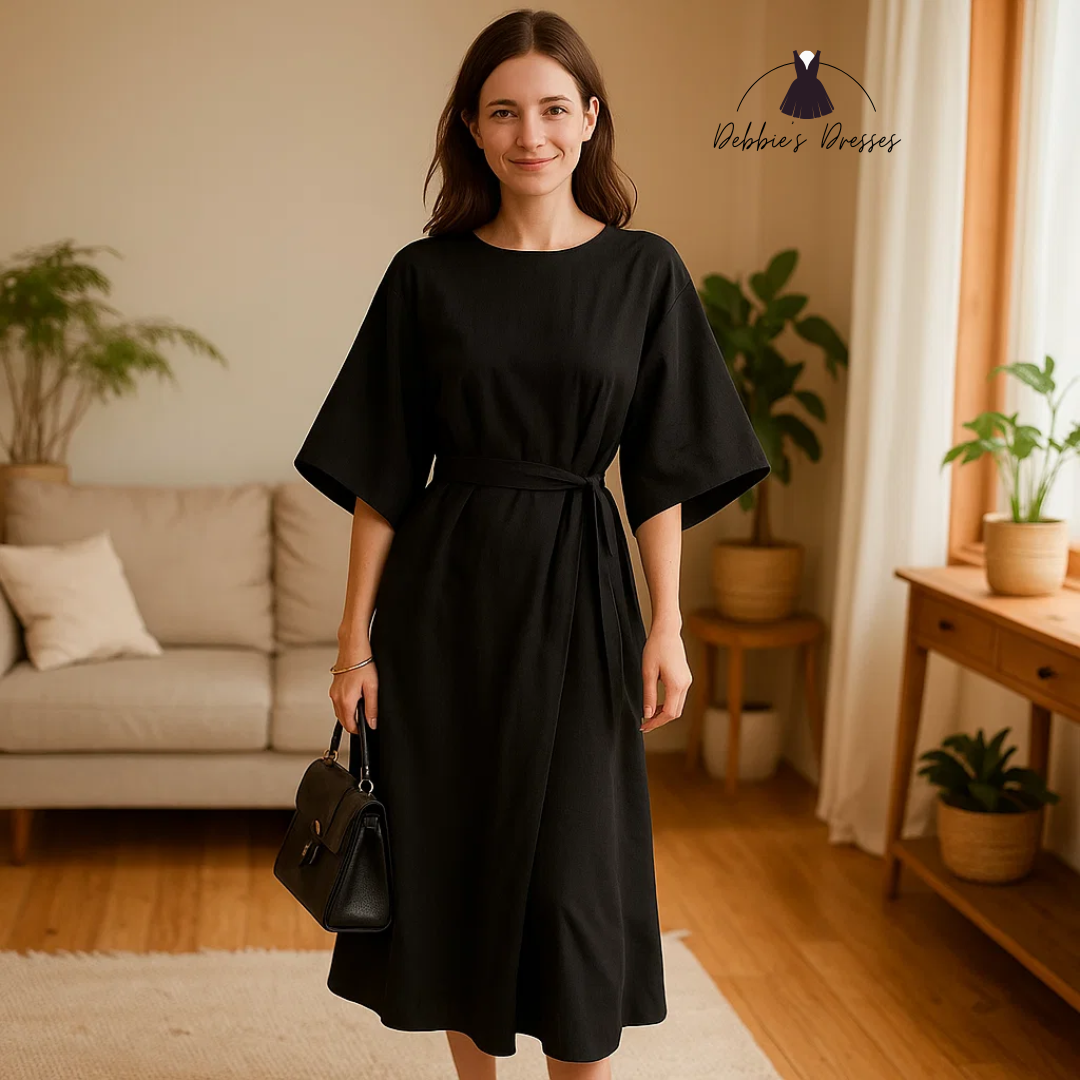 Shaica - Minimalist Belted Luxe Dress