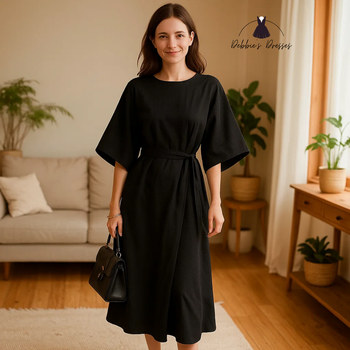Shaica - Minimalist Belted Luxe Dress